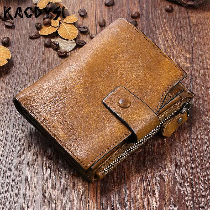 Men's Retro Cowhide Leather Wallet, alternate angle 5