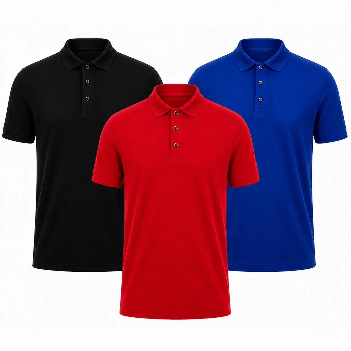 Men's Premium Polo Shirts – 3-Pack photographed for Eaton Row Co.
