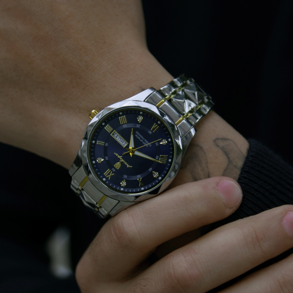 Men's 40mm Luminous Water-Resistant Steel Watch, alternate angle 2
