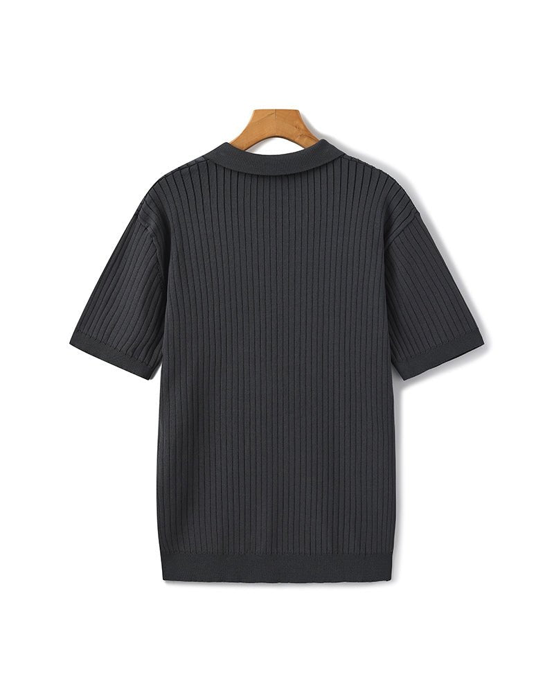 Men's Premium Ribbed Knit Polo Shirt, alternate angle 17