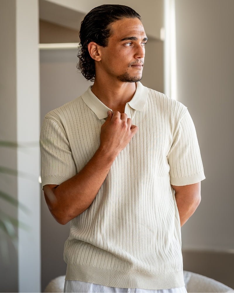Men's Premium Ribbed Knit Polo Shirt, alternate angle 5