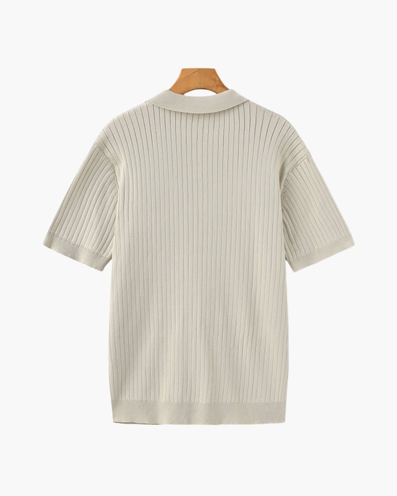 Men's Premium Ribbed Knit Polo Shirt, alternate angle 2