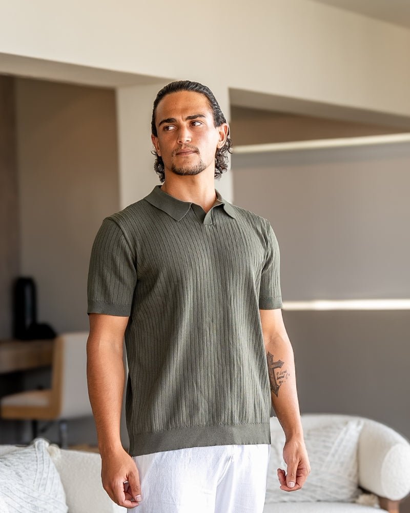 Men's Premium Ribbed Knit Polo Shirt, alternate angle 22