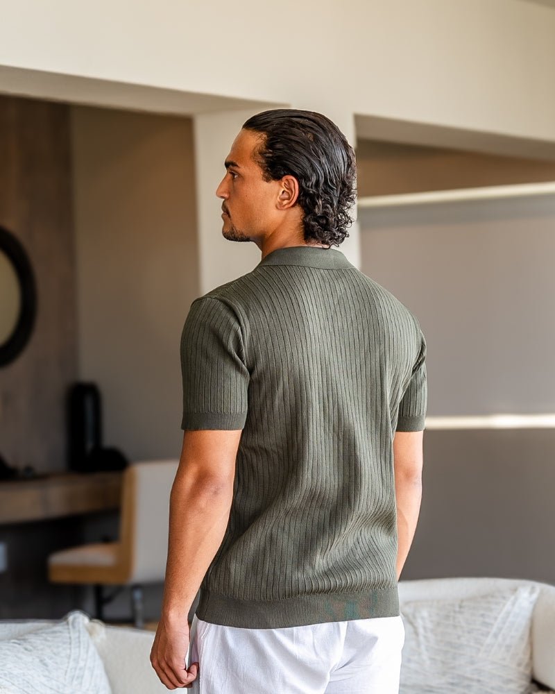 Men's Premium Ribbed Knit Polo Shirt, alternate angle 23