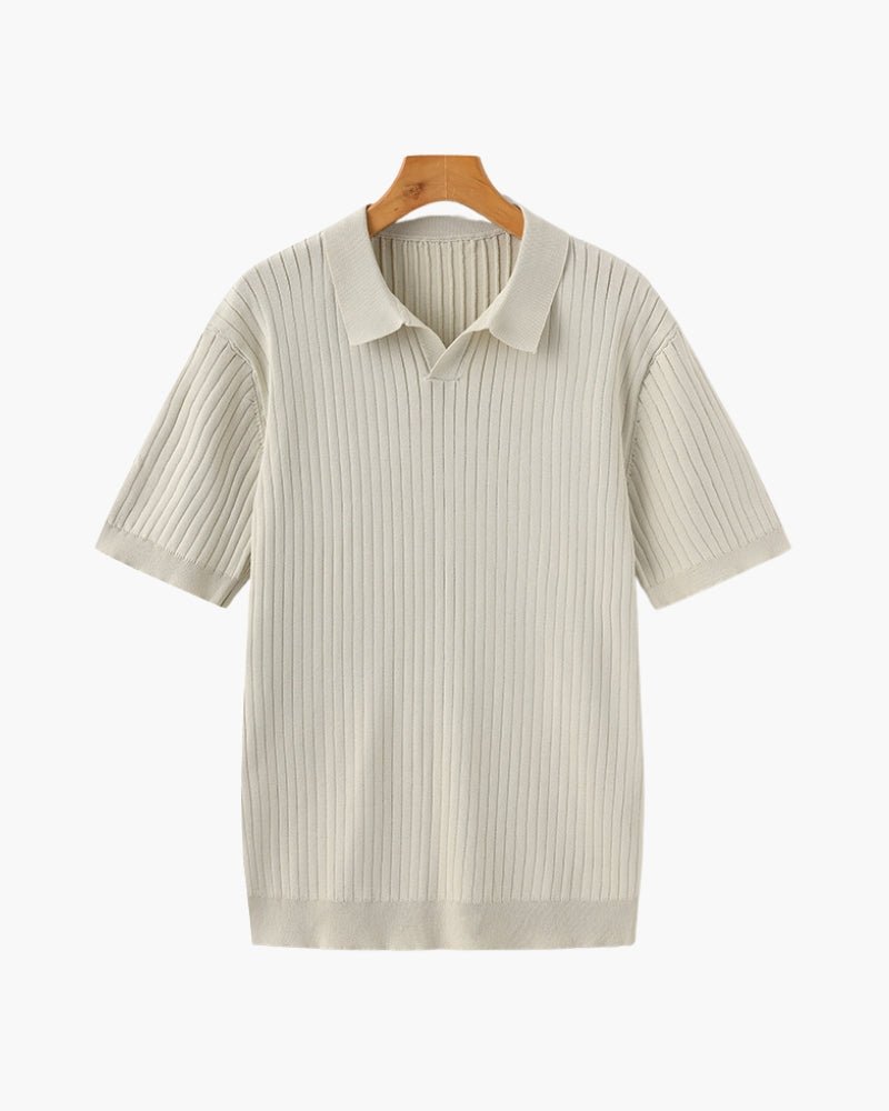 Men's Premium Ribbed Knit Polo Shirt photographed for Eaton Row Co.