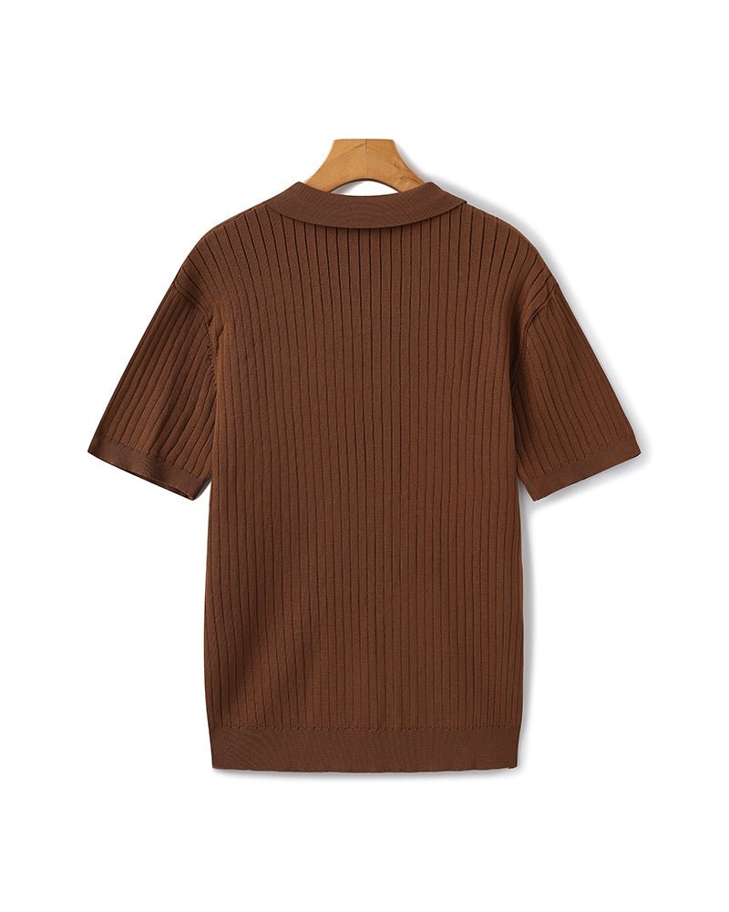 Men's Premium Ribbed Knit Polo Shirt, alternate angle 12