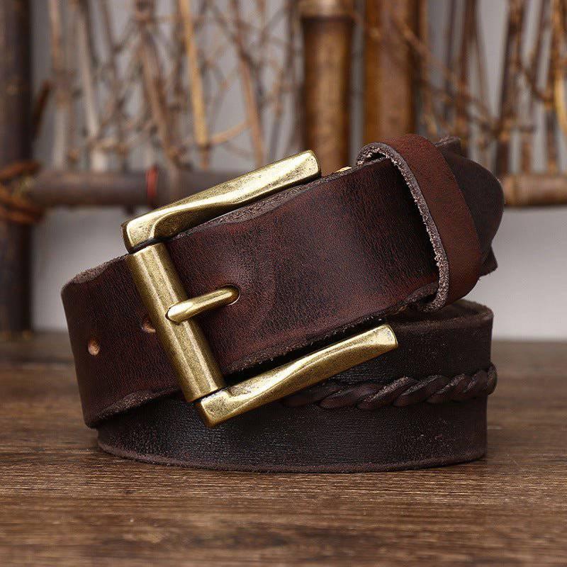 Raj Men's Braided-Strap Leather Belt, alternate angle 1