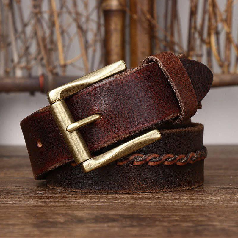 Raj Men's Braided-Strap Leather Belt, alternate angle 3