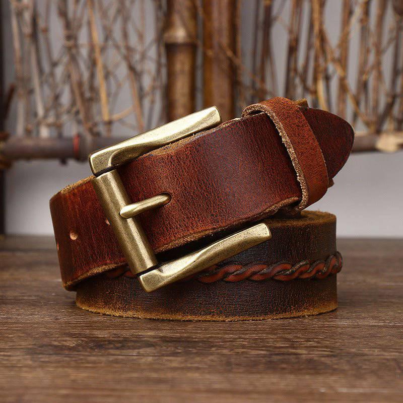 Raj Men's Braided-Strap Leather Belt, alternate angle 2
