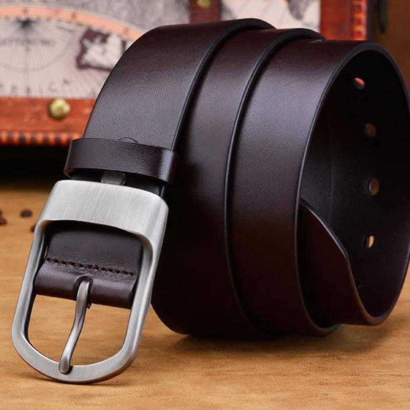 Vintage Men's Matte Buckle Leather Belt, alternate angle 1