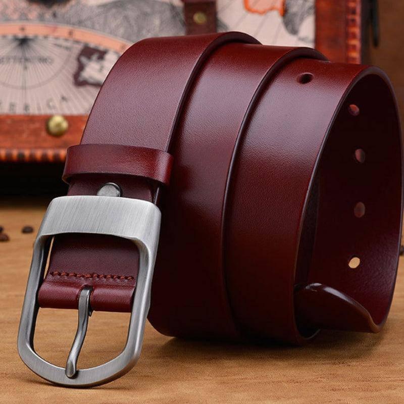 Vintage Men's Matte Buckle Leather Belt, alternate angle 2