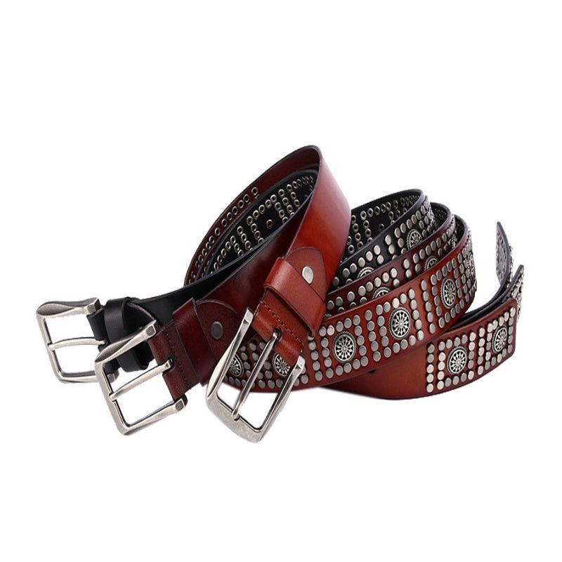 Makan Men's Studded Leather Belt, alternate angle 4