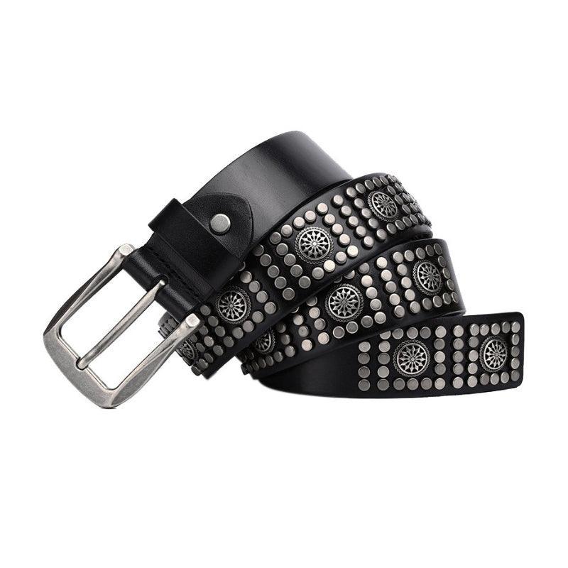 Makan Men's Studded Leather Belt photographed for Eaton Row Co.