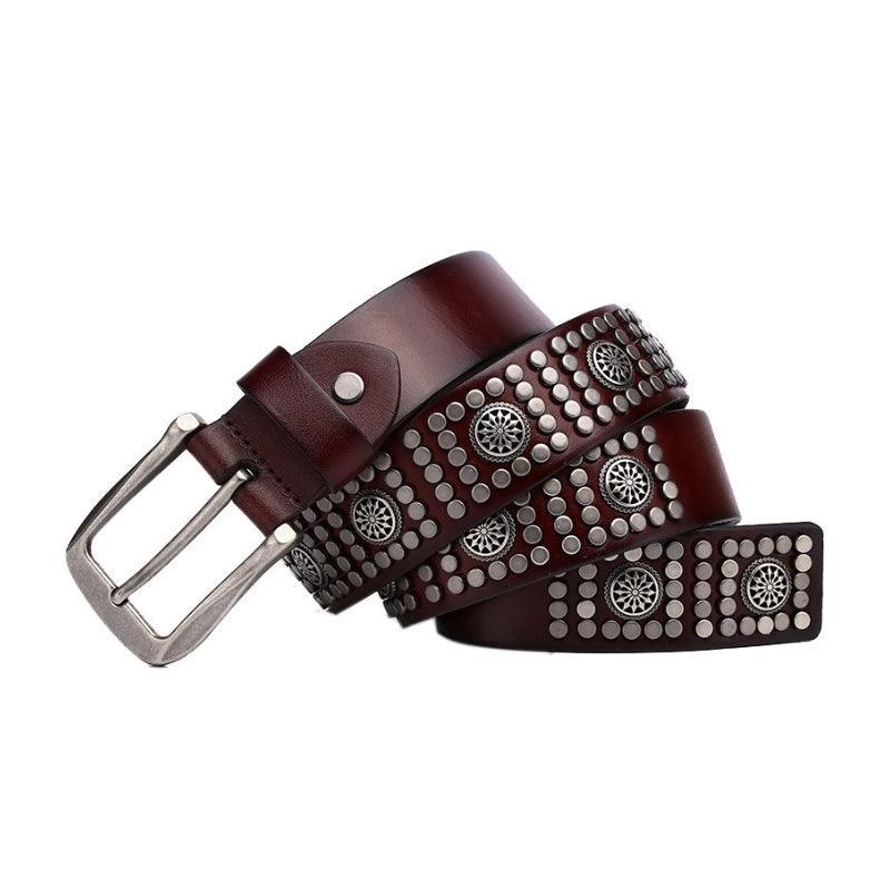 Makan Men's Studded Leather Belt, alternate angle 1