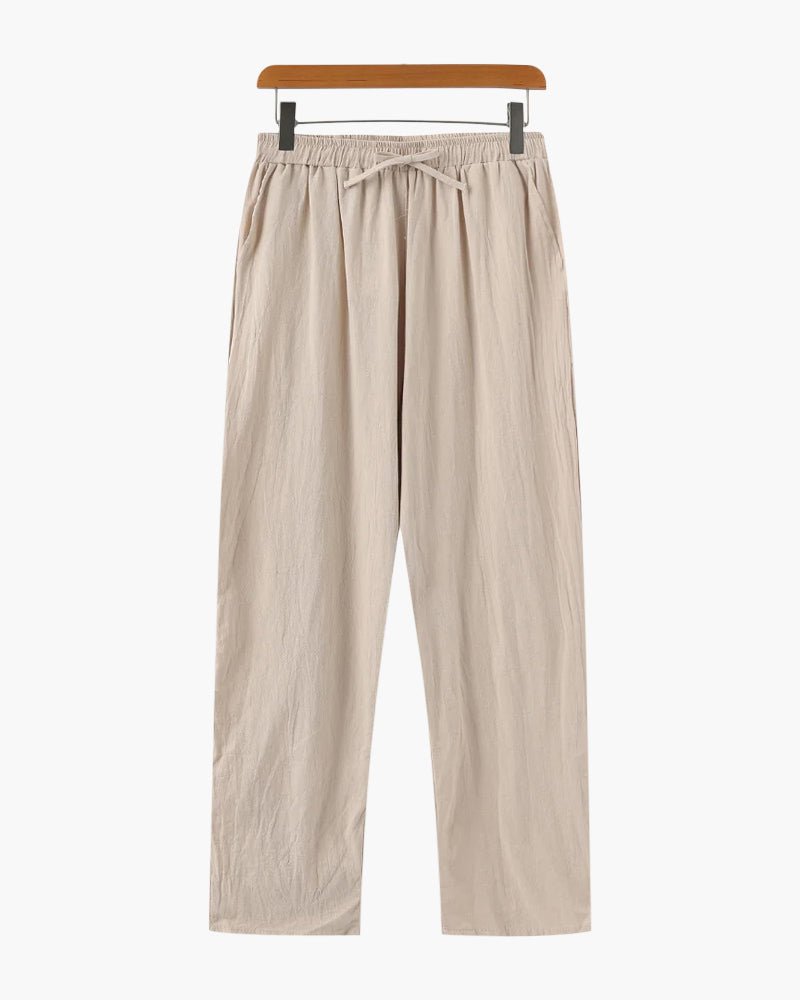 Zanzibar Men's Linen Trousers photographed for Eaton Row Co.